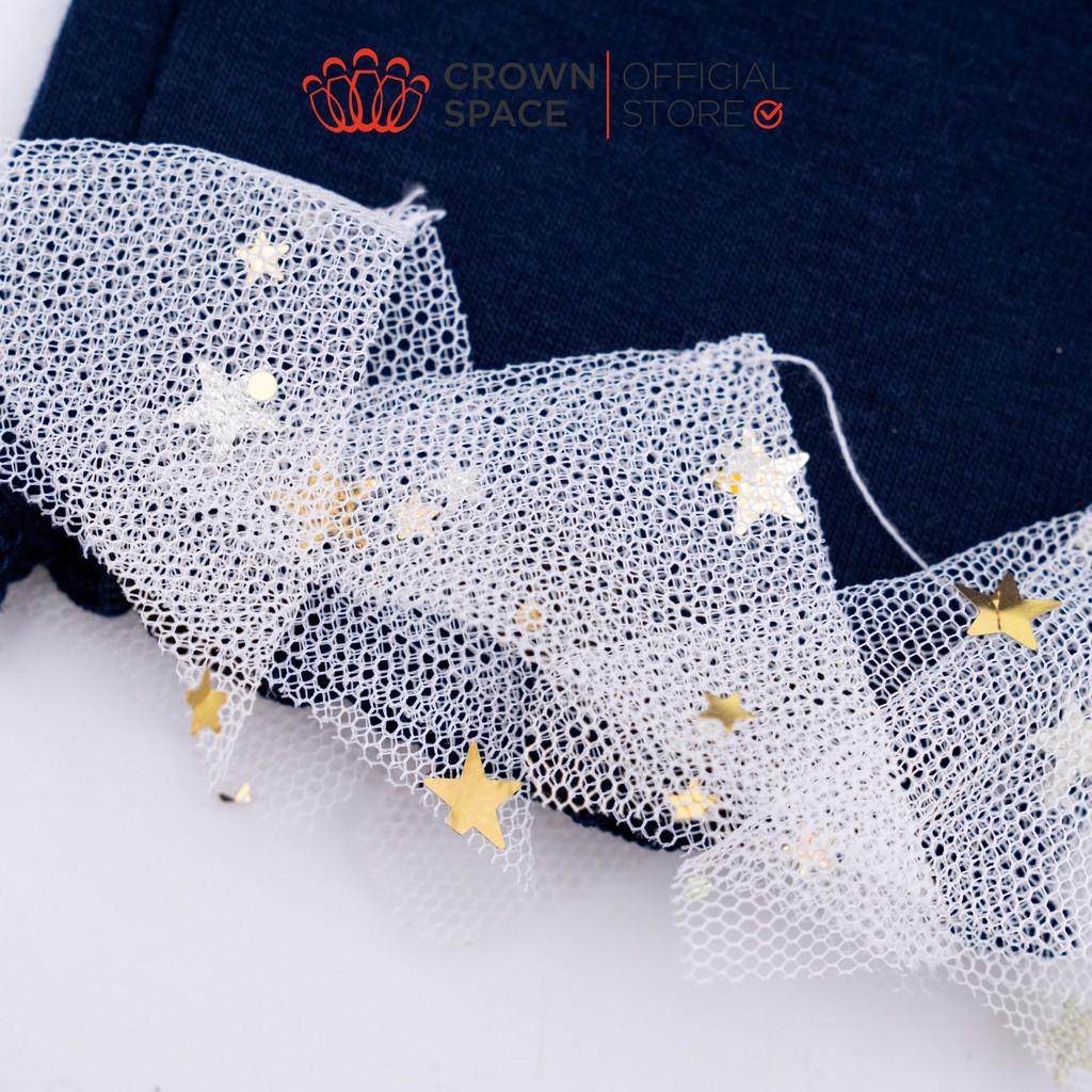 Quần Legging Bé Gái Crown Space Cao Cấp CKGL5611403 - Họa Tiết Phối Ren Chất Vải Ôm Co Dãn Cực Tốt- Size 13kg đến 33