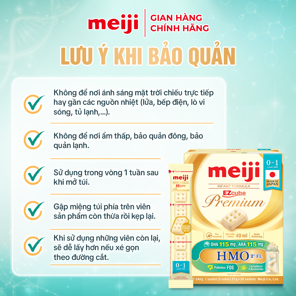 Sản phẩm dinh dưỡng công thức Meiji Infant Formula Ezcube Premium 540g
