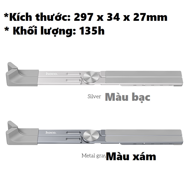 Giá đỡ kệ nâng cho laptop hợp kim nhôm có thể xếp gọn 5 mức nâng hoco PH51 _ hàng chính hãng