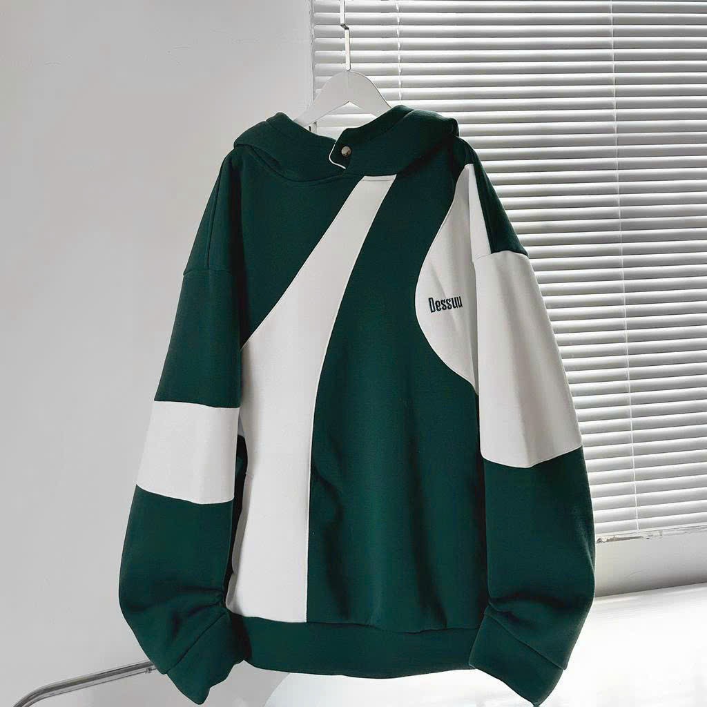 Aó Hoodie Phối Thân Thêu DESSUU Nón Rộng Nút Bấm Cổ Siêu xinh,Hàng Đẹp Chuẩn ShoP Kèm ảnh Thật
