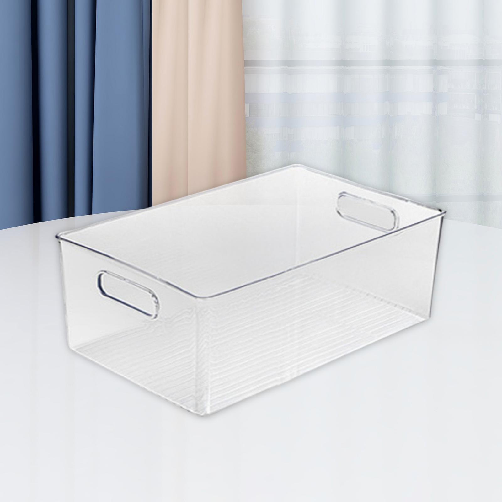2x Transparent Storage Organizer Bin with Handle for Kitchen