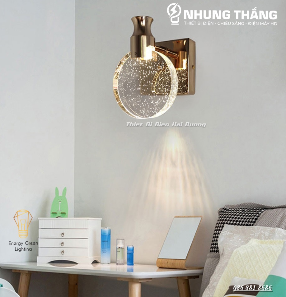 Đèn Tường Thủy Tinh DT-02 - Decor Trang Trí - Phong Cách Bắc Âu - 3 Chế Độ Ánh Sáng - Có Video