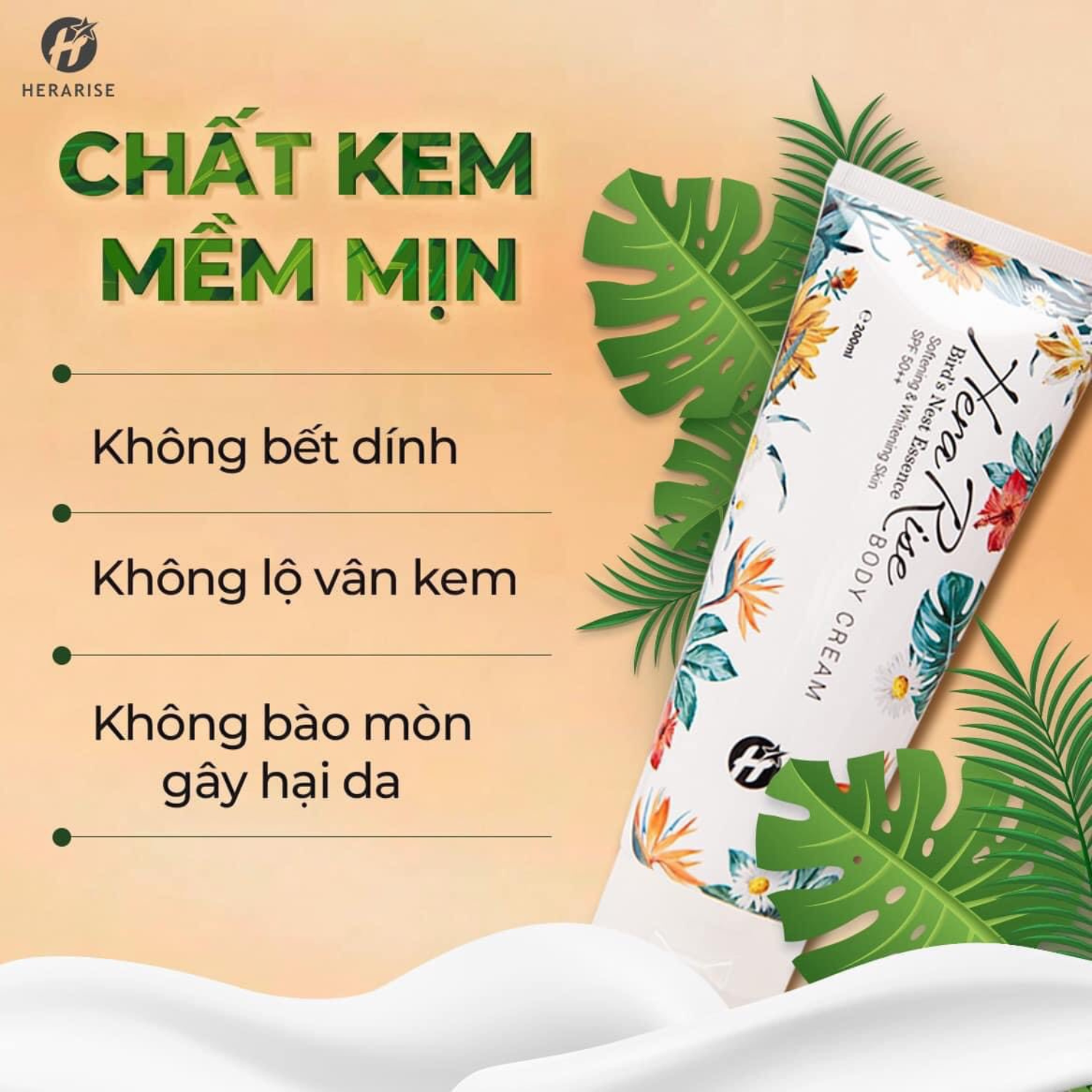 Kem Body Trắng Da Daily Sun Cream Herarise Tặng 01 Tẩy Trang Tinh Chất Trà Đen