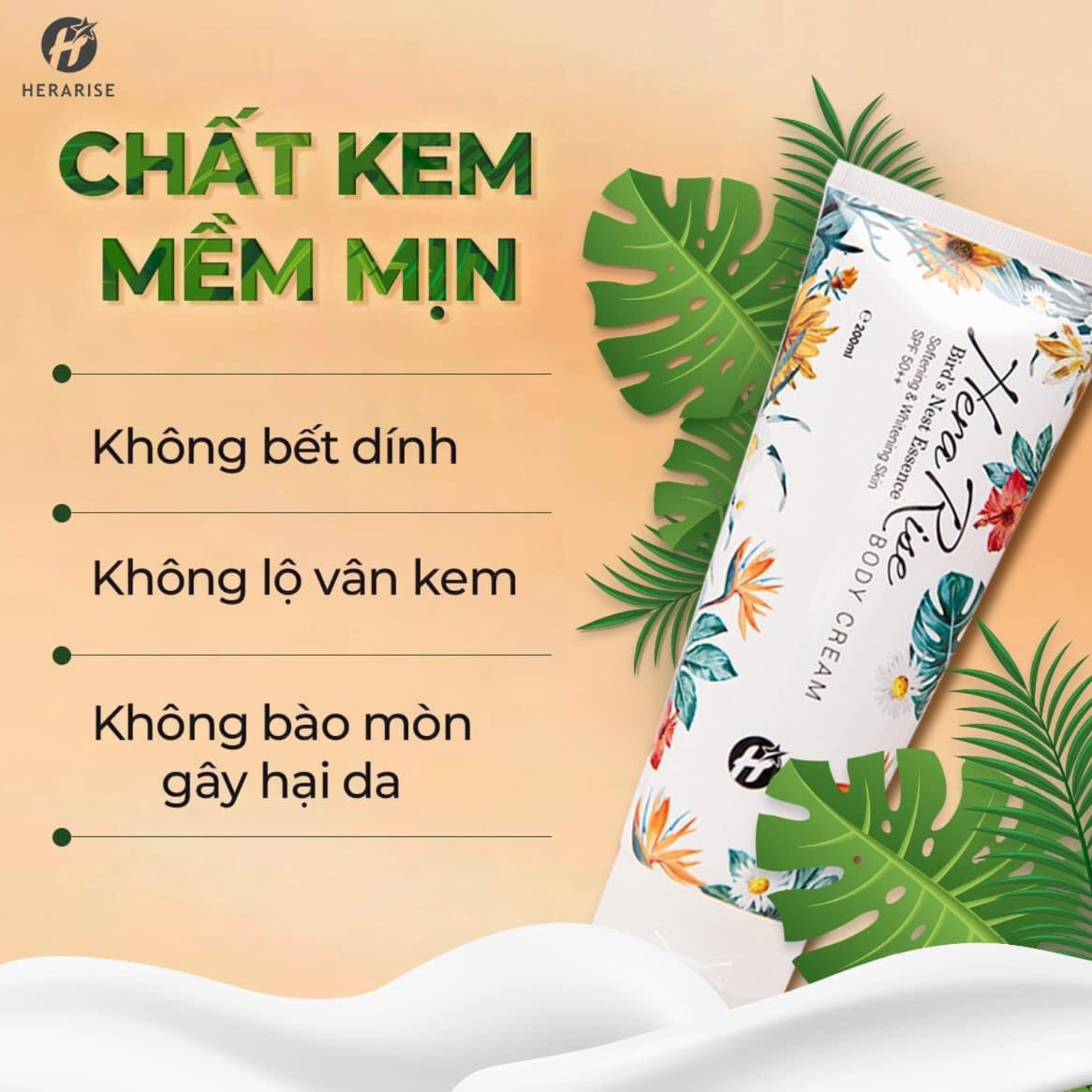 [Mua 1 Tặng 1] Kem Body Trắng Da Daily Sun Cream Herarise Tặng 01 Tẩy Trang Tinh Chất Trà Đen