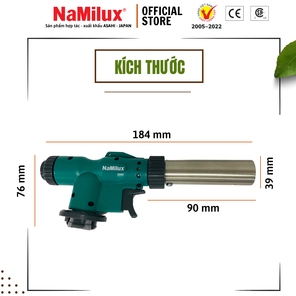 Đèn Khò Gas Cao Cấp NaMilux│Có Nút Vặn Điều Chỉnh Được Nhiệt Độ Và Ngọn Lửa Nơi Đầu Khò│Công Suất 1,850W│Hàng Chính Hãng