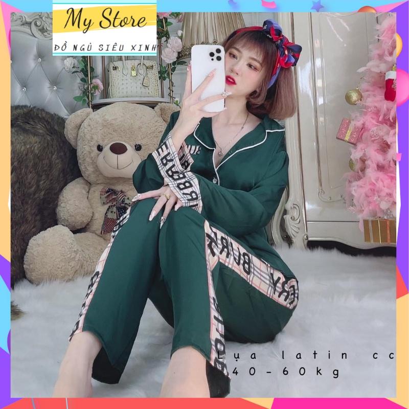 Đồ bộ mặc nhà Pijama tiểu thư tay dài quần dài lụa latin siêu mềm mịn mát freesize dưới 62kg MY STORE S22