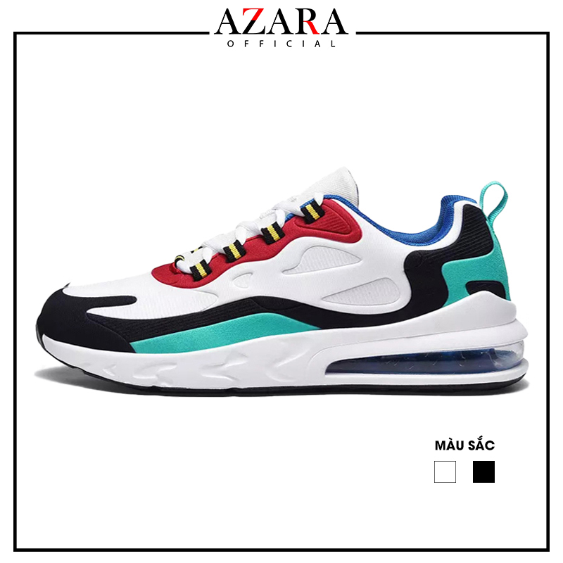 Hình ảnh Giày Thể Thao Nam AZARA- Sneaker Màu Trắng - Đen, Giày Thể Thao Giúp Tăng Chiều Cao Nam Nữ, Đế Chống Sốc - G5220