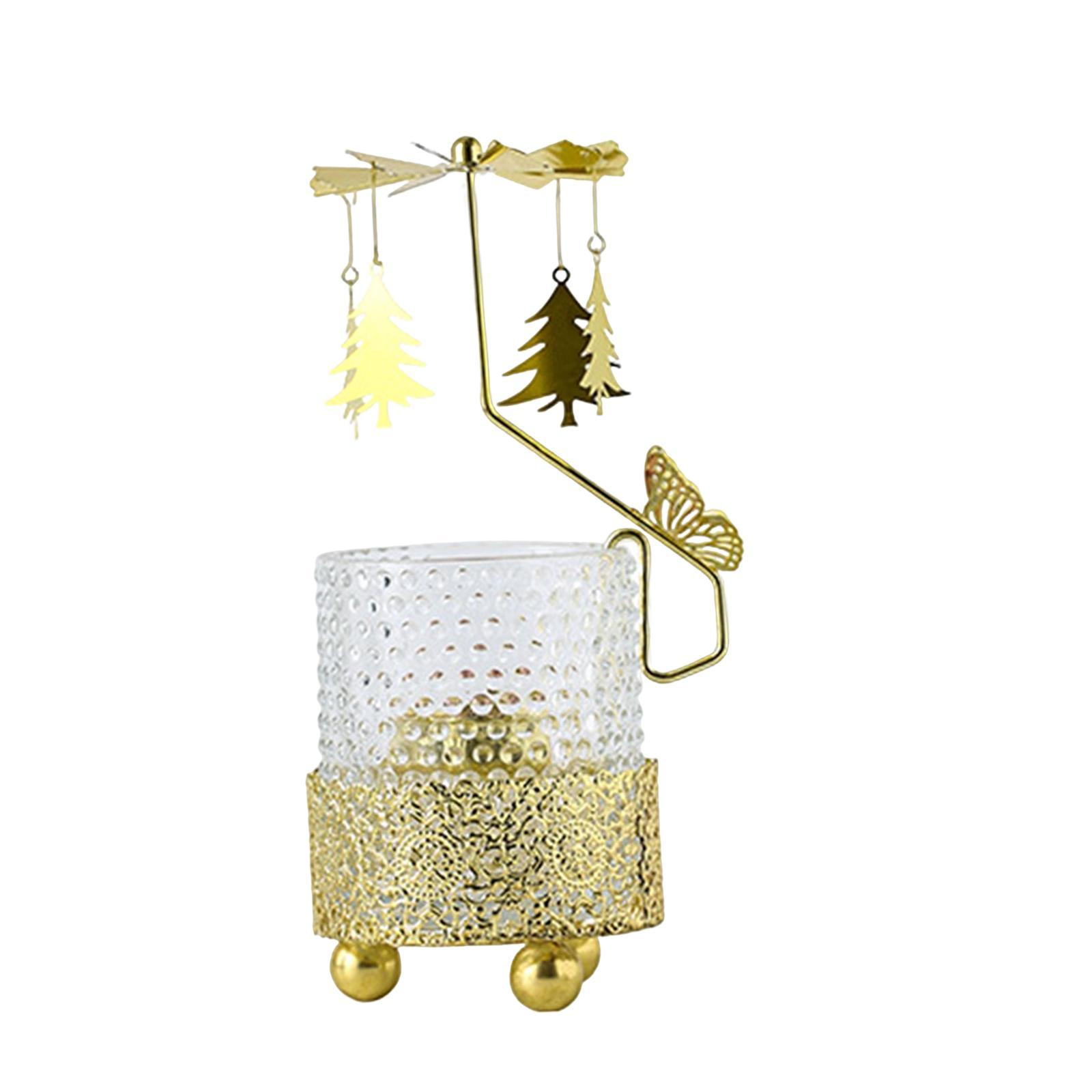 Rotary Candlestick Ornament Tea Light Holder for Restaurant Desktop Fireplace Home Decoration