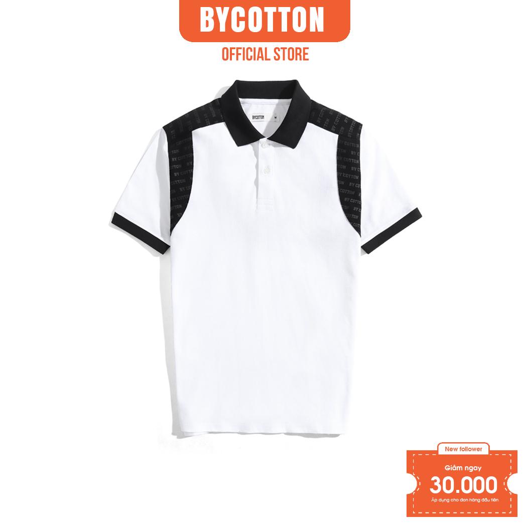Áo Polo Nam Cao Cấp Có Cổ BY COTTON Phối Vai Trắng Đen Nam Tính, Thanh Lịch, Sang Trọng, Trẻ Trung