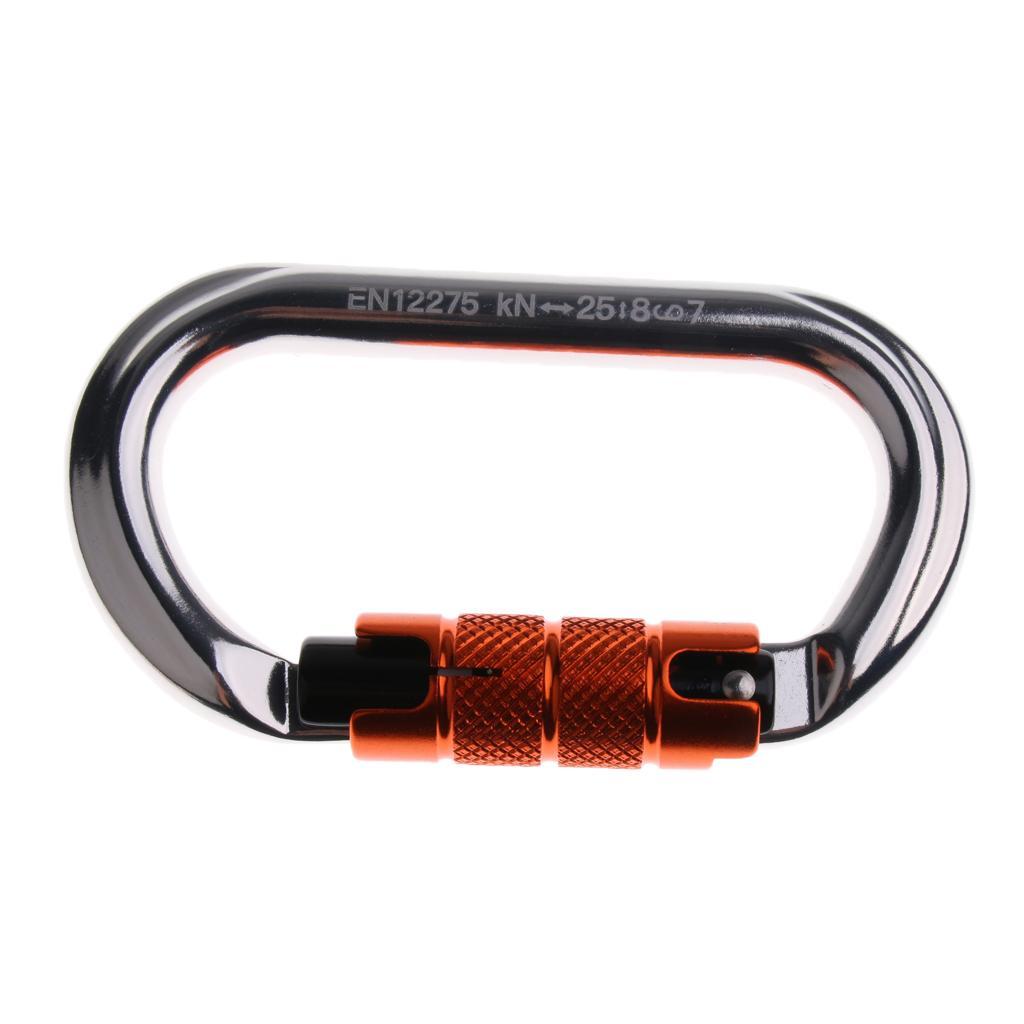 Oval Climbing Carabiner 25KN Aluminum Auto Locking Carabiner red
