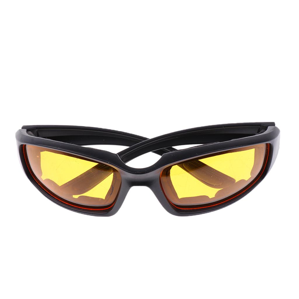 2xMotorcycle Windproof Dustproof Riding Glasses Padded Comfortable Yellow