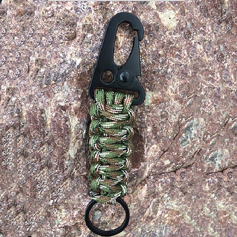 Outdoor Keychain Ring Camping Carabiner Military Paracord Cord Rope Camping Survival Kit Emergency Knot Bottle Opener Tools