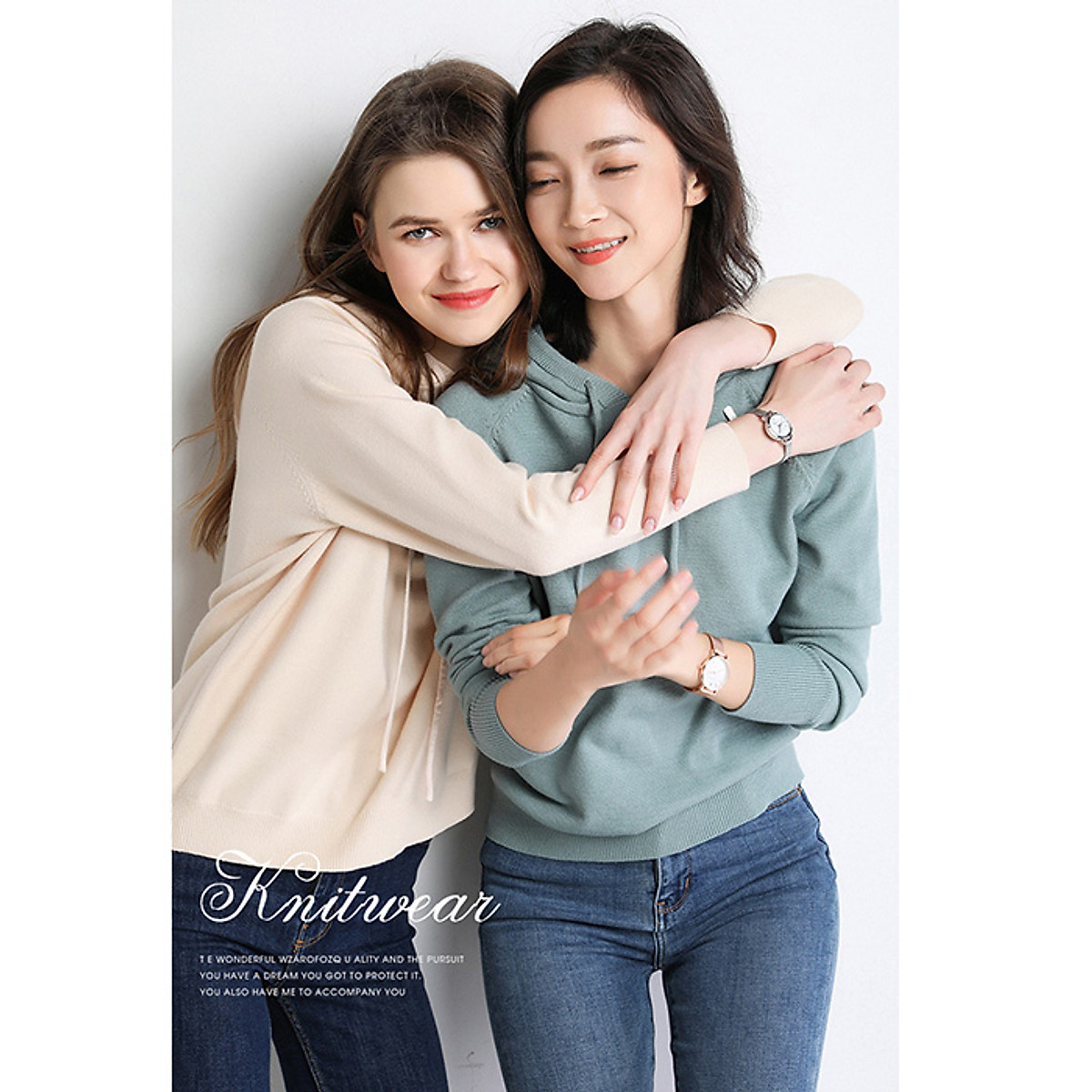 Áo hoodie len nữ trẻ trung, chất len dày dặn, thời trang thu đông 2022