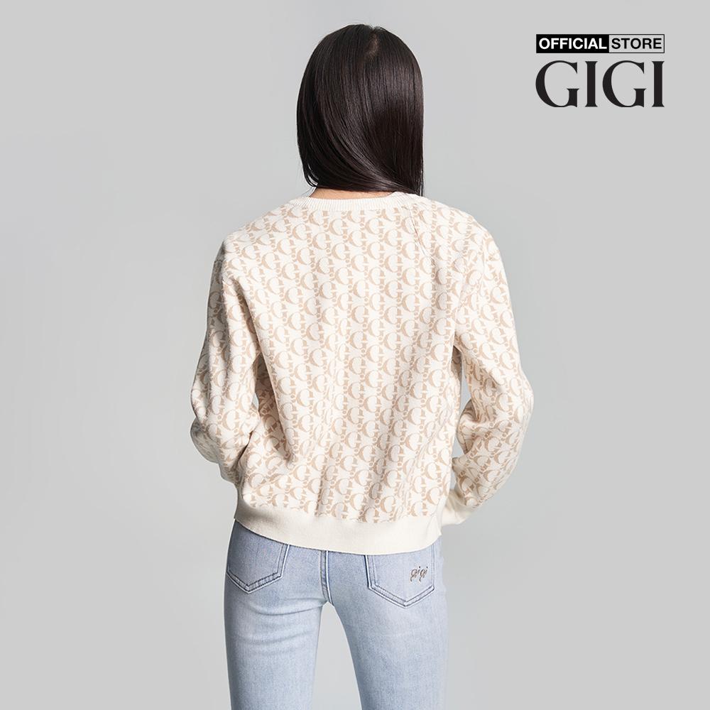 GIGI - Áo khoác cardigan nữ cổ tròn phối họa tiết monogram G1302K221704