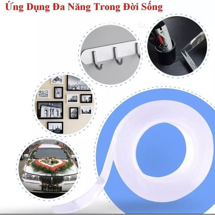 Băng keo dán dính trắng và 2 mặt đa năng trong suốt 3m Dày 2mm siêu dính.
