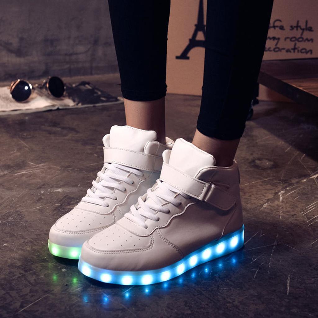 Unisex Adults LED Light Up Shoes High Top Luminous Casual Sneakers