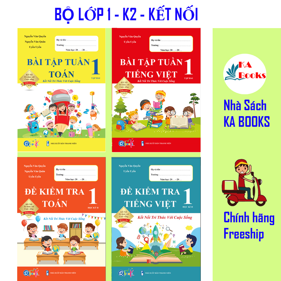 Combo Bài Tập Tuần và Đề Kiểm Tra Toán và Tiếng Việt lớp 1 - Kết Nối Tri Thức Với Cuộc Sống - Học Kì 2 (4 cuốn)