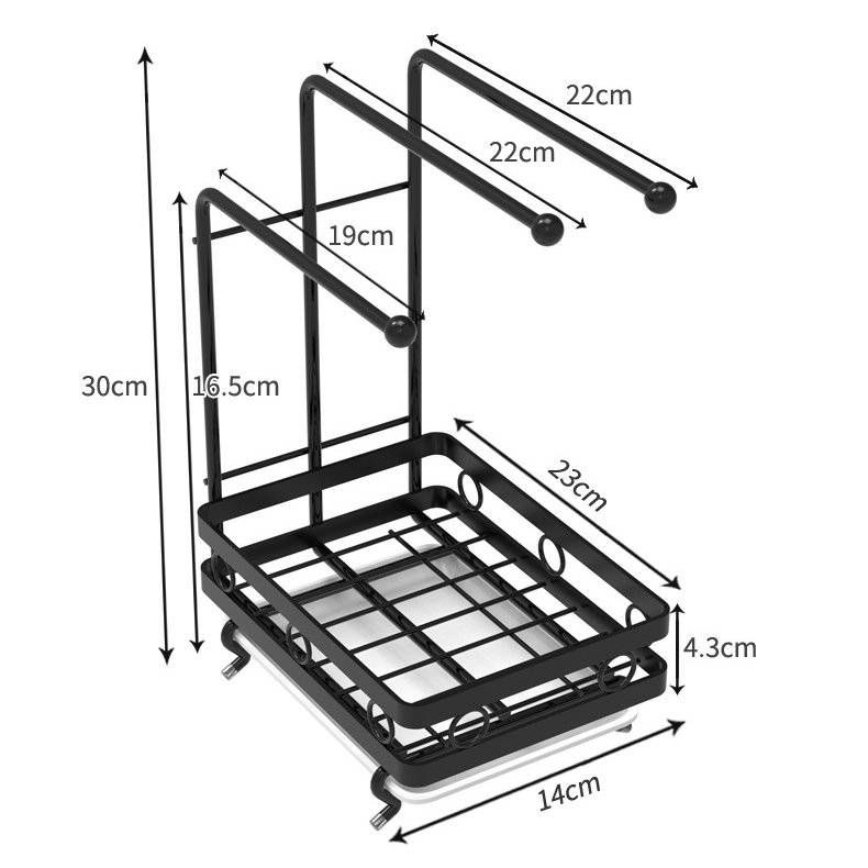 Giá kệ để đồ rửa chén bếp treo khăn lau siêu tiện lợi, kệ thép không gỉ khay hứng nước khô ráo VANDO