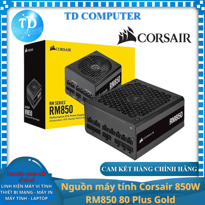 Nguồn máy tính Corsair 850W RM850 80 Plus Gold - Hàng chính hãng Vĩnh Xuân phân phối