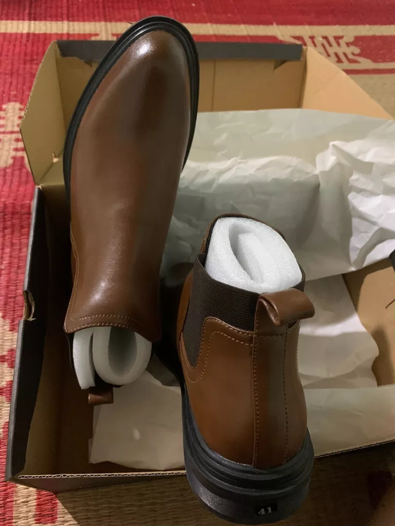 Giày Chelsea Boots Nam Cổ Lửng Màu Nâu Da Bò Nguyên Tấm Nhập Khẩu Đế Cao Su Đúc Nguyên Khối