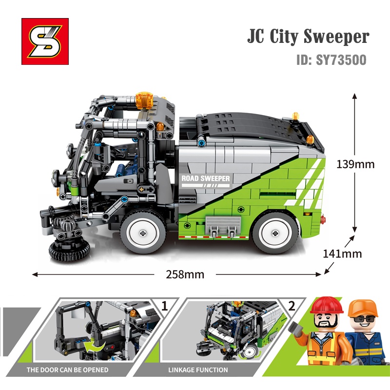 Đồ Chơi Lắp Ráp, Xếp Hình Xe Quét Dọn Làm Sạch Thành Phố JC City-Sweeper SY73500 ( có 2 bản)