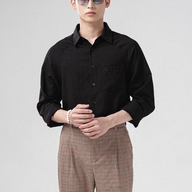 Áo sơ mi nam cổ đức SSSTUTTER form refined fit sơ vin linh hoạt linen thoáng mát RAGLAN LINEN SHIRT