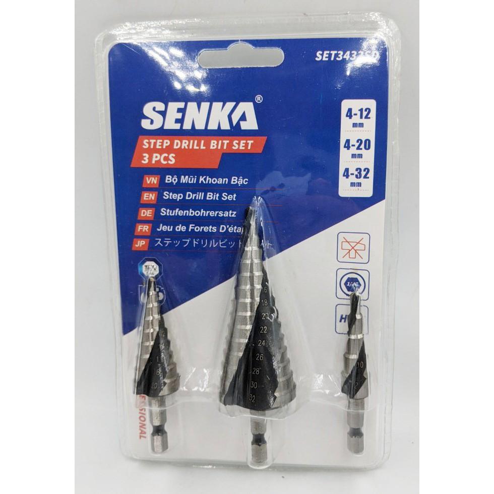 SENKA Bộ 3 Mũi Khoan Tháp, Mũi Khoan Bậc Tiện ích Chuyên Khoan Sắt Nhôm Nhựa Gỗ phi 4-12/4-20/4-32mm