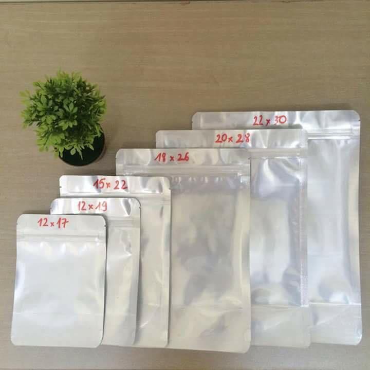 Túi zip đáy đứng , túi zipper mặt bạc mặt trong