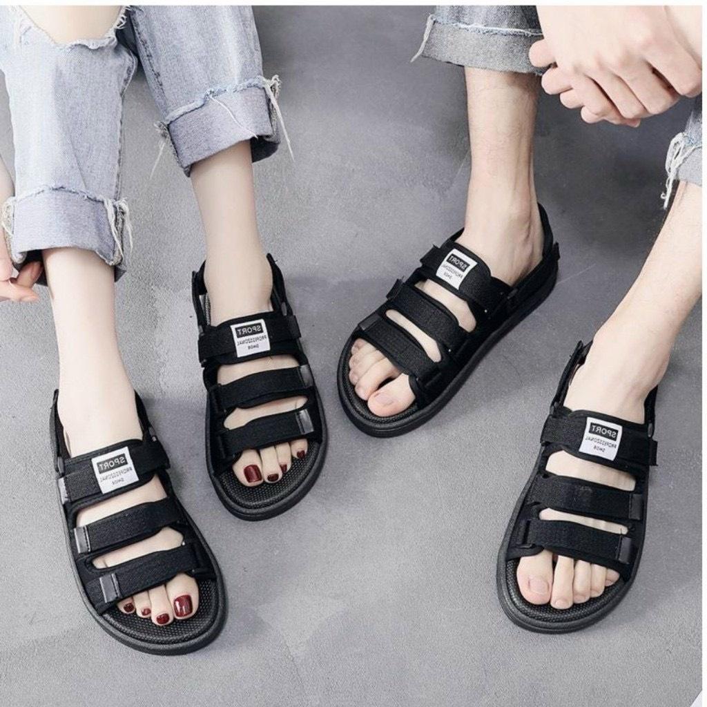 SANDAL ĐẾ TRẮNG ĐEN XÁM 3 QUAI NGANG