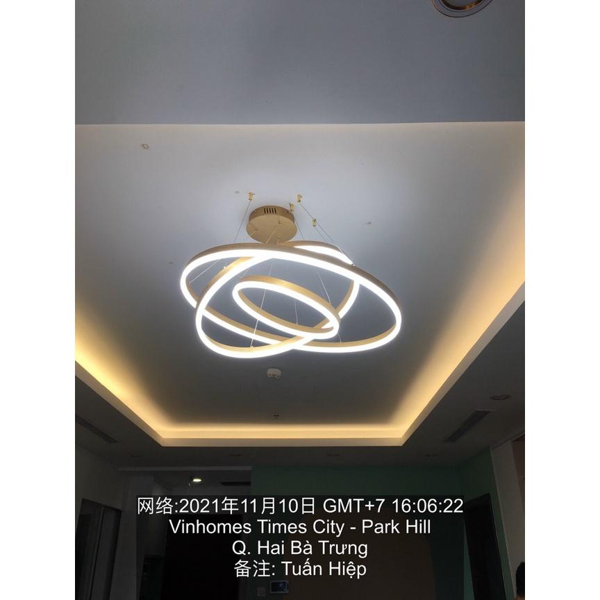 Đèn Decor Thả Trần 3 Vòng To Trang Trí Phòng Khách,Bếp Ăn,Phòng Ngủ Cao Cấp,Có Đèn Led 3 Màu Ánh Sáng,G4