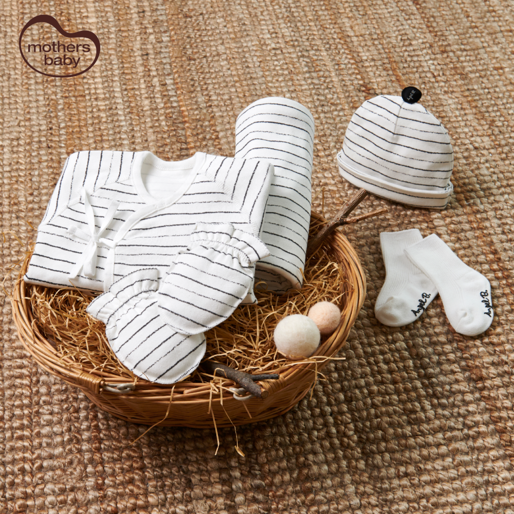 Set Sơ Sinh Cao Cấp 5 Món Đóng Hộp Xinh Xắn - Thương hiệu Angel B, Mothersbaby Hàn Quốc