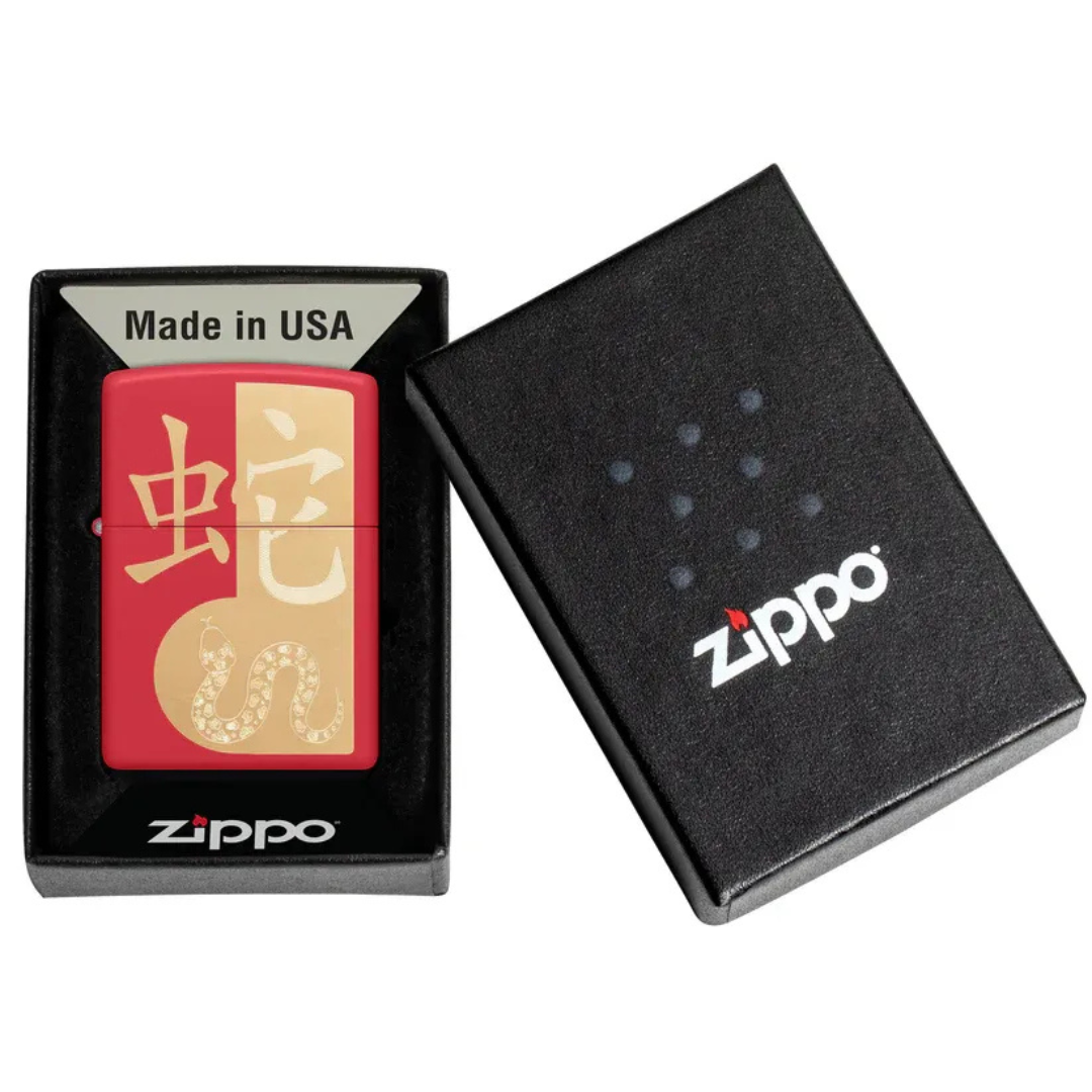 Bật lửa Zippo Year of the Snake 2025 - Phiên Bản Năm Con Rắn Đỏ Nhám Khắc Laser Chính Hãng Mỹ, Quà Tặng Phong Thủy