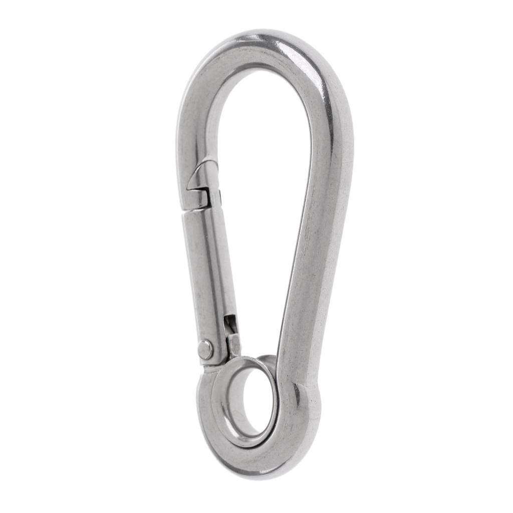 2xStainless Steel Climbing Carabiner with Eye for Climbing/ Hiking 5 x 50 mm