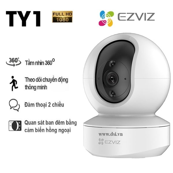 Camera IP Wifi Trong Nhà Ezviz TY1 2MP Quay Quét 360 độ, Đàm Thoại 2 Chiều - Hàng chính hãng