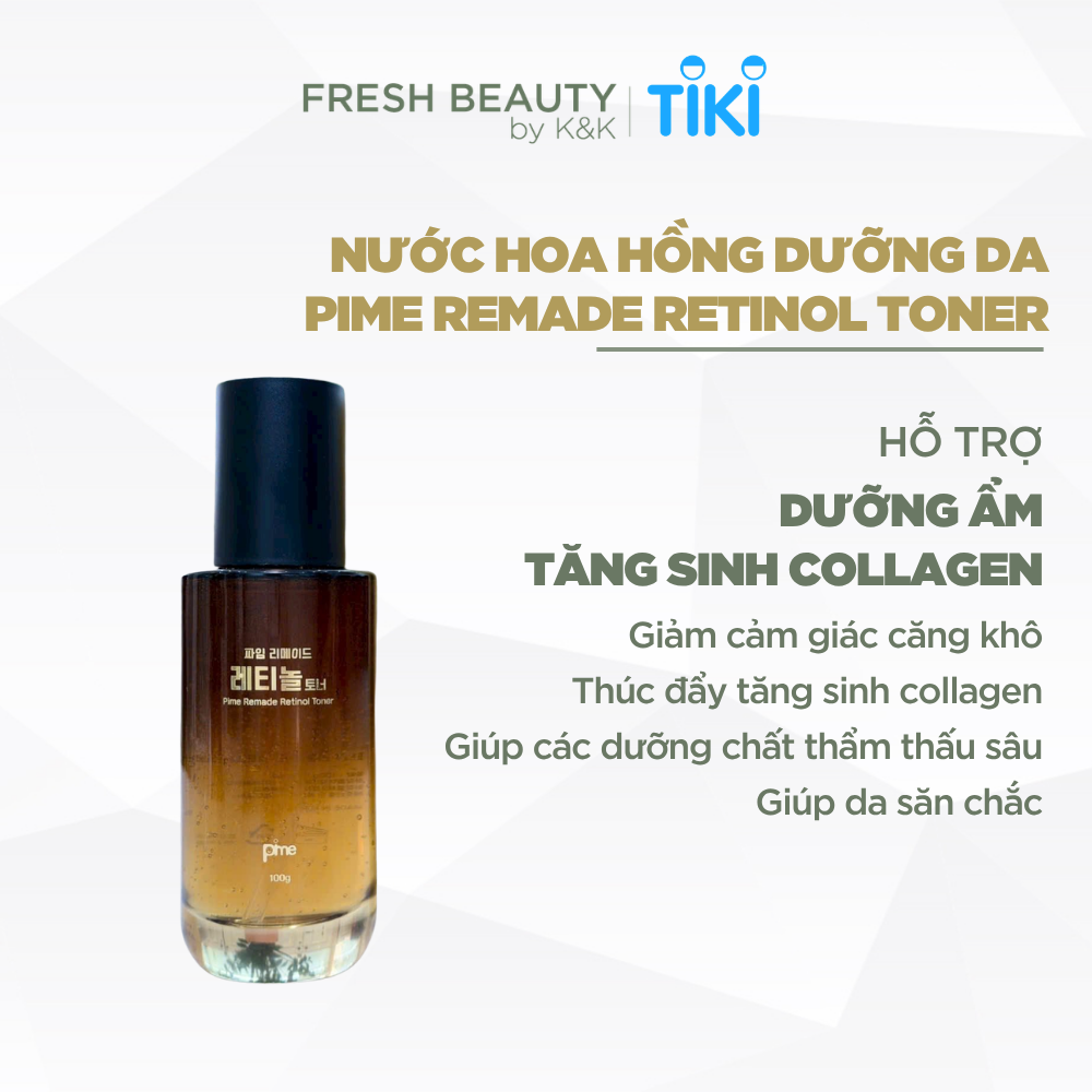 Nước hoa hồng Pime Remade Retinol Toner hỗ trợ phục hồi, cấp ẩm, tăng sinh collagen, làm mịn da 100g