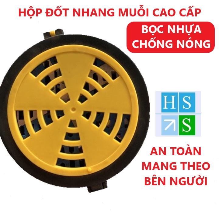 HỘP ĐỐT NHANG MUỖI bọc nhựa chống nóng an toàn khay đựng hương muỗi có kèm sẵn kẹp móc treo tiện lợi -