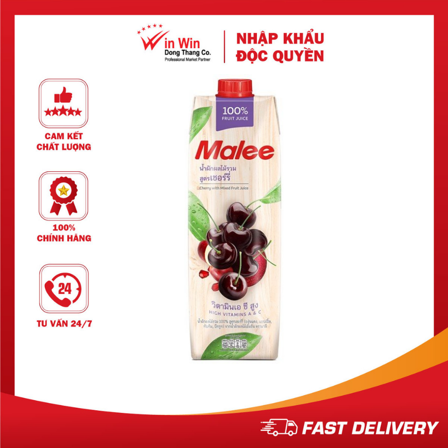 Nước Ép Cherry Và Hỗn Hợp Rau Quả Malee 1L (Thái Lan)