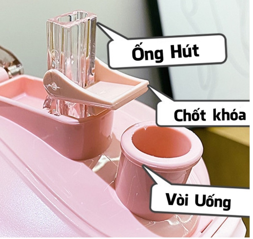 Bình nước 1.1 lít kèm ống hút và sticker
