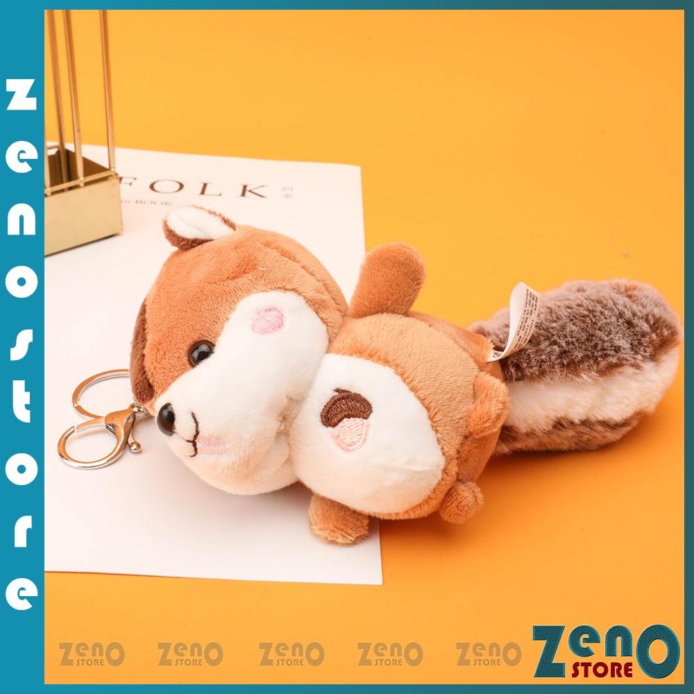 Móc khóa sóc nâu đuôi bự hot trend, móc treo balo, có khoen tròn và snap hook