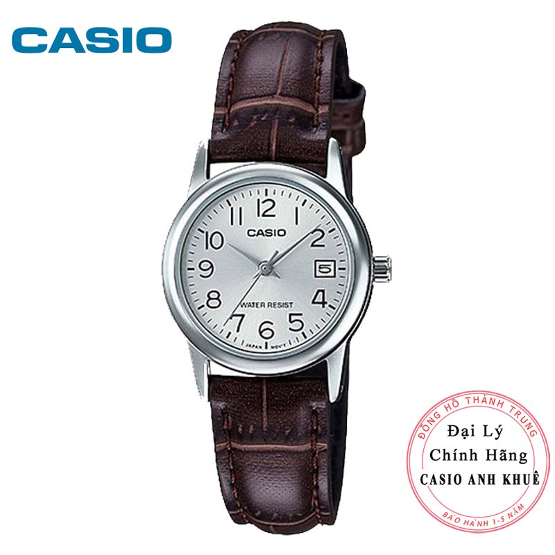 Đồng Hồ Casio Nữ LTP-V002L-7B2UDF Dây Da Nâu