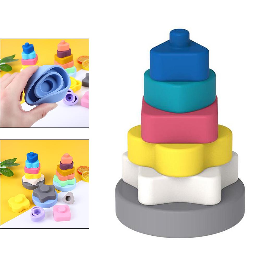 Montessori Toy Stacking Toys Silicone Educational Building Blocks Style 1