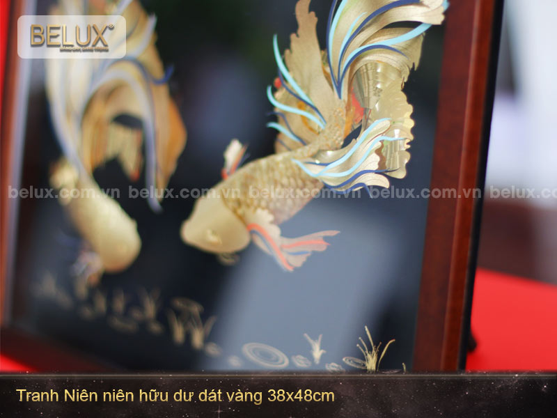 Tranh Đôi cá dát vàng 24k - quà tặng ý nghĩa