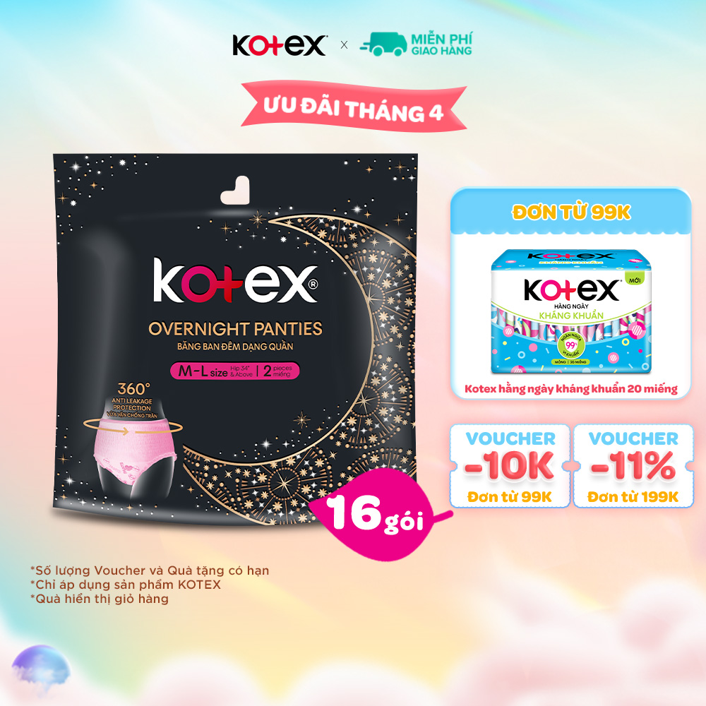 Combo Gói Kotex đêm dạng quần cõ M/L  2 quần