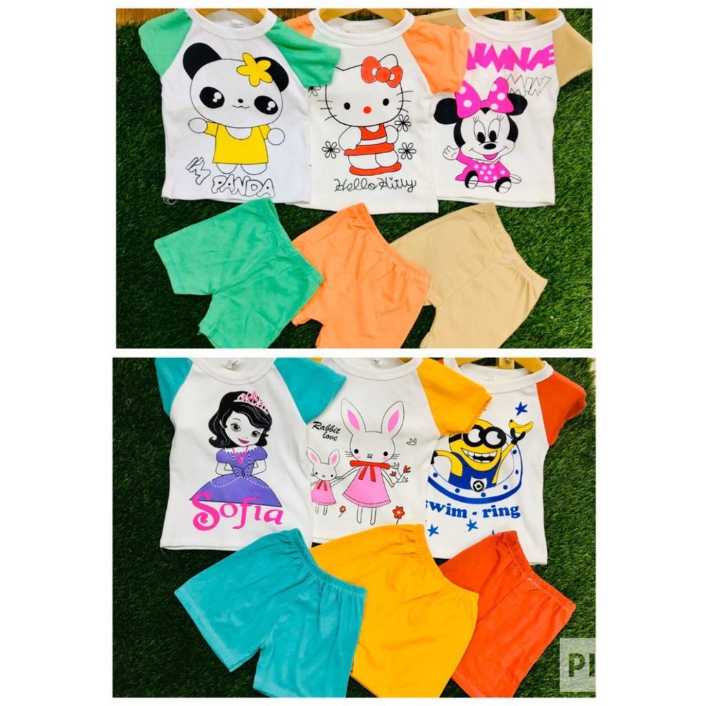 Combo 5 bộ quần áo cotton bé gái dễ thương cho bé từ 8 đến 17kg