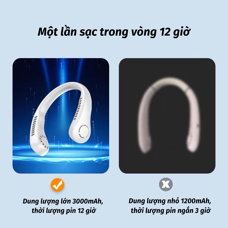 Quạt Điều Hòa Không Cánh Đeo Cổ Mini Sạc USB Tiện Dụng