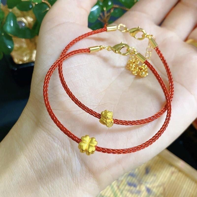 Charm cỏ bốn lá 24k,Cỏ 4 lá 24 karat mini Minh Tâm Jewelry