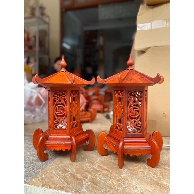 Đèn thờ mái đình cao 41cm gỗ hương