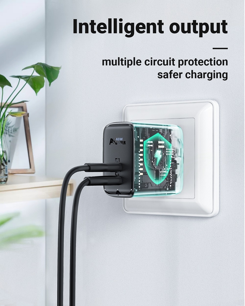 Sạc Acefast PD3.0 40W 2 cổng USB-C - A11 Hàng chính hãng Acefast