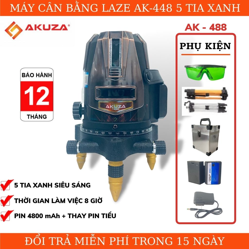 MÁY CÂN BẰNG LASER AKUZA AK-488 - 5 TIA XANH SIÊU SÁNG - MÁY CÂN MỰC, BẮN CỐT, ĐÁNH THĂNG BẰNG