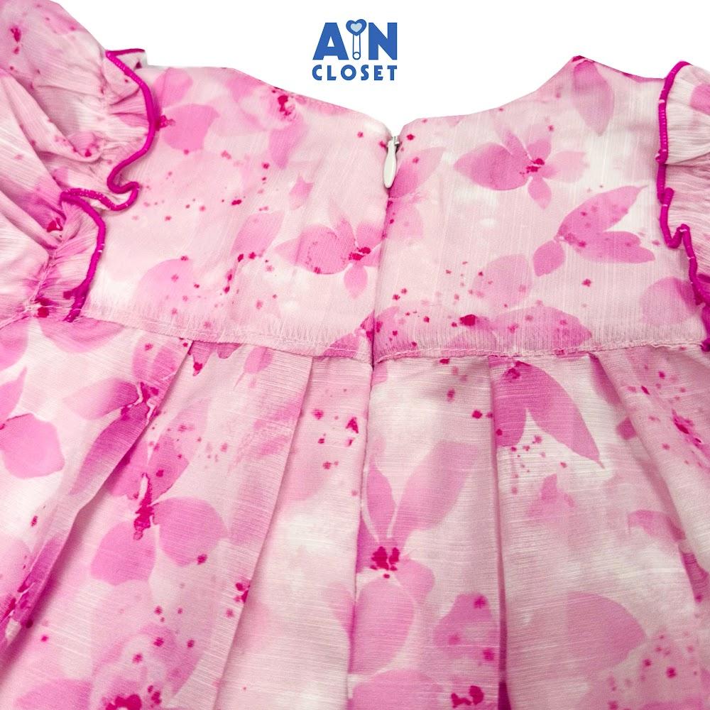 Đầm bé gái họa tiết hoa Lan Hồng Tím voan - AICDBGYHMIVW - AIN Closet